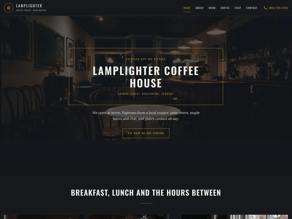 A sample cafes website