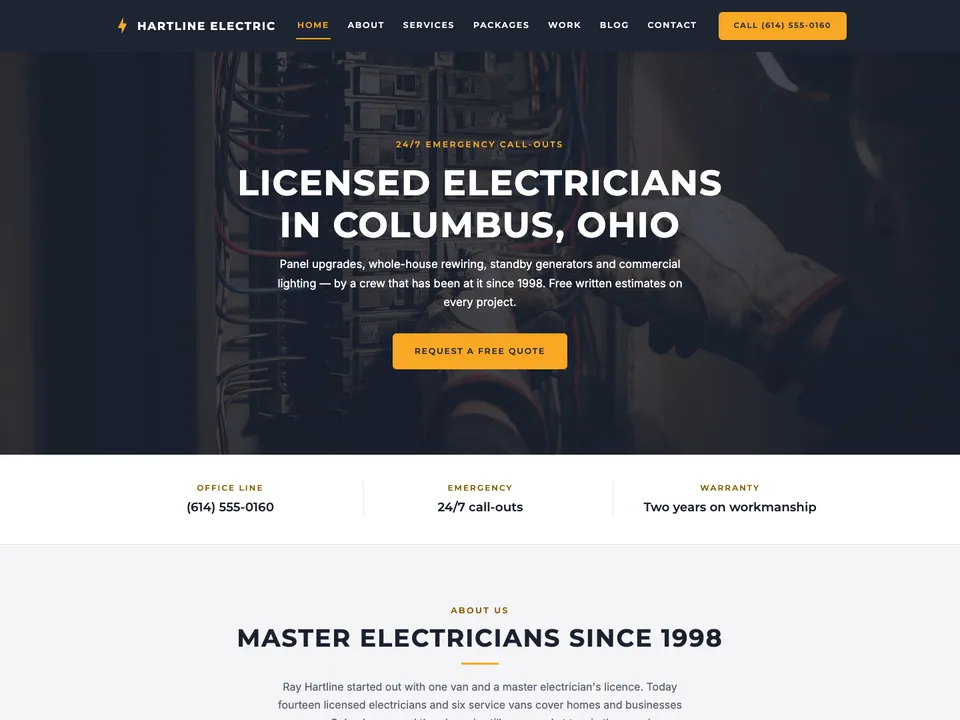 A sample electricians website