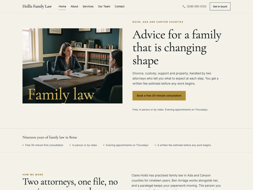 A sample attorneys website