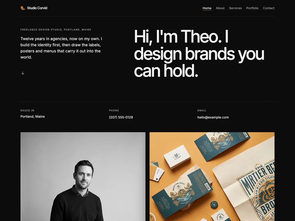A sample graphic designers website