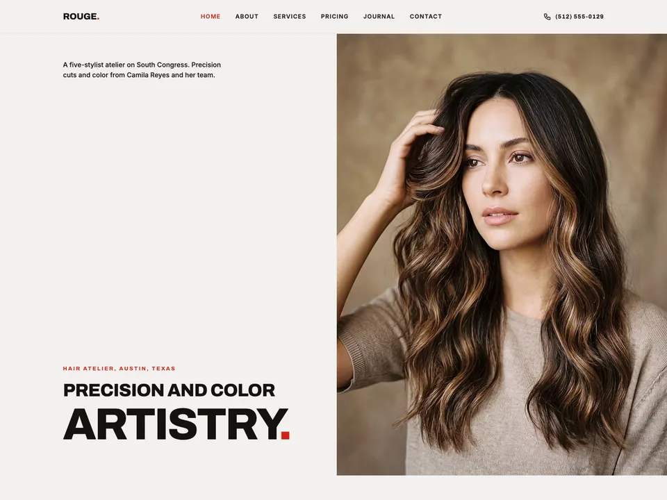 A sample hair salons website