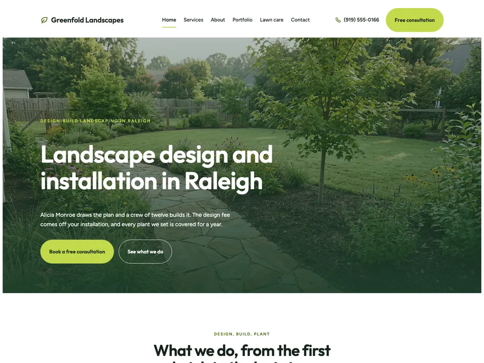 A sample landscapers website