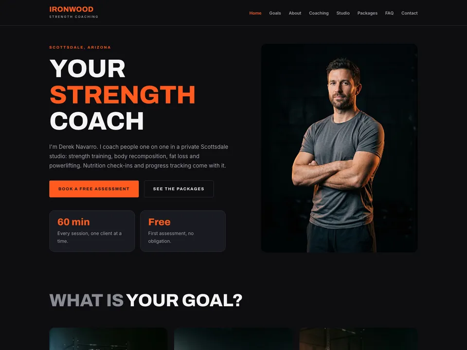 A sample personal trainers website