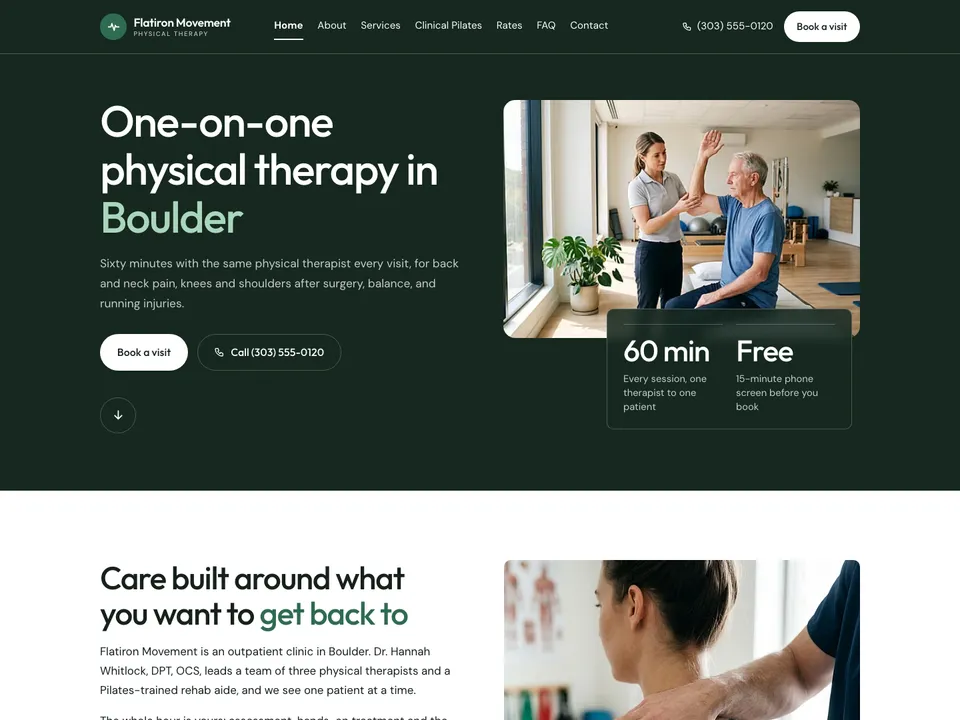 A sample physical therapists website