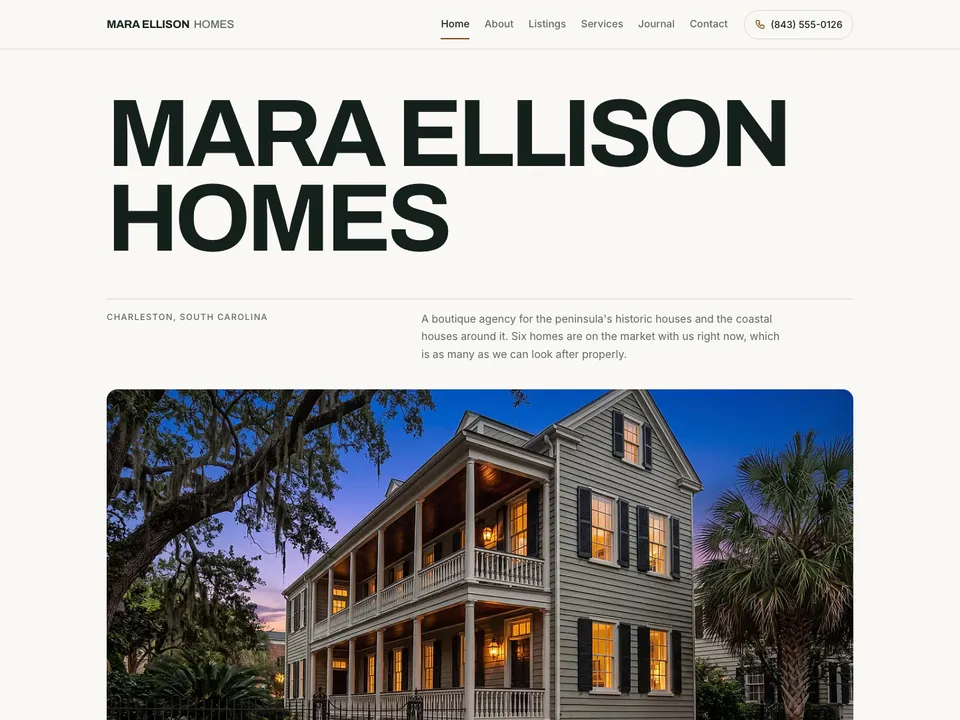 A sample real estate agents website