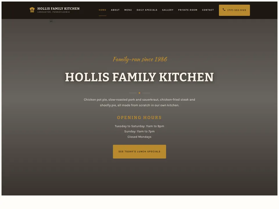 A sample restaurants website