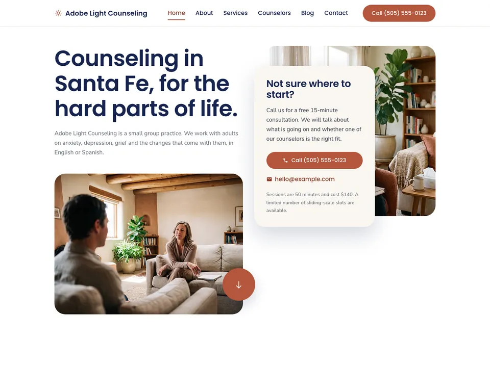 A sample therapists website