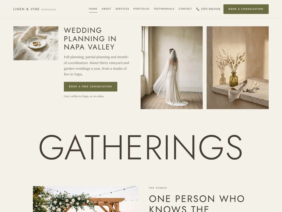 A sample wedding planners website