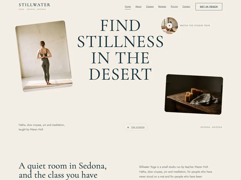 A sample yoga studios website